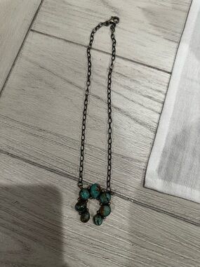 Turquoise Bead Circle Pendant Necklace - Women Jewelry